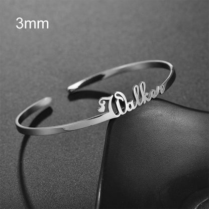 Customized Name Bracelet – Personalized Stainless Steel Bangle Jewelry CJ