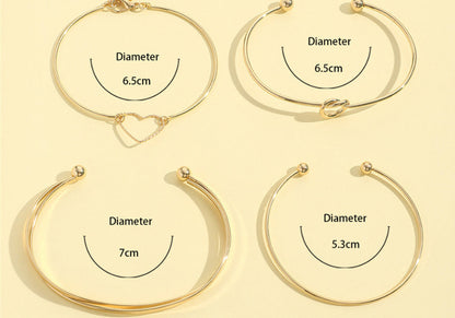 Vintage Gold Crystal Heart Letter Love Bangle Bracelet for Women – Multi-layer Geometric Charm Fashion Jewelry Gift CJ
