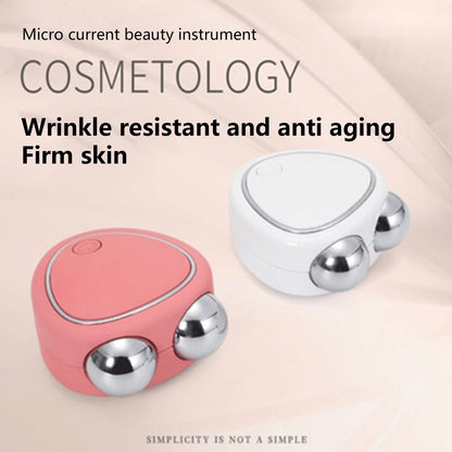 Portable Facial Microcurrent Beauty Instrument – Double Roller Massager for Lifting & Reducing Edema CJ