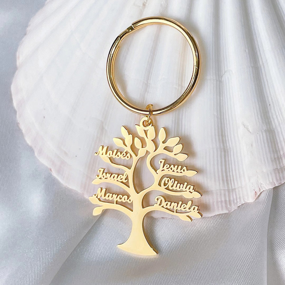Customizable Tree of Life Name Stainless Steel Keychain – Personalizable Gift