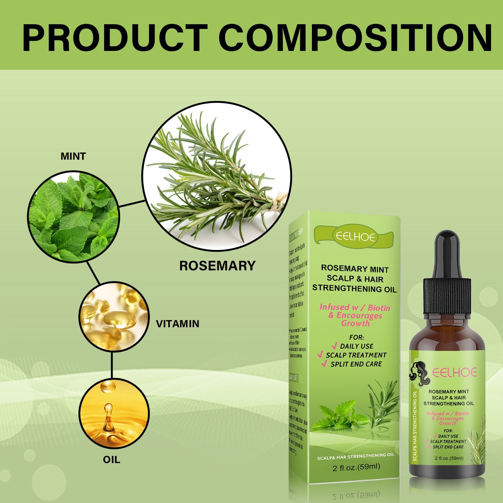 Rosemary Mint Hair Growth Fluid – Scalp Massage Treatment for Stronger, Healthier Hair CJ