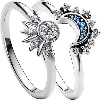 Shining Sun & Blue Moon Couple Rings – Friendship Jewelry for Friends & Lovers CJ