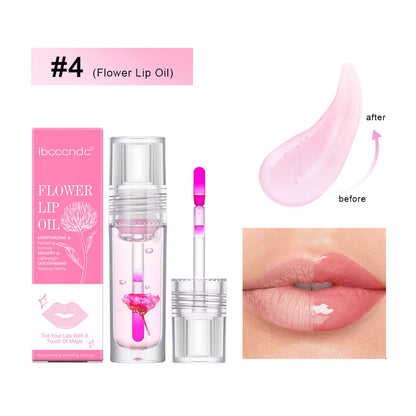 Flower Color Changing Lip Oil – Moisturizing Jelly Lip Gloss with Temperature-Sensitive Color