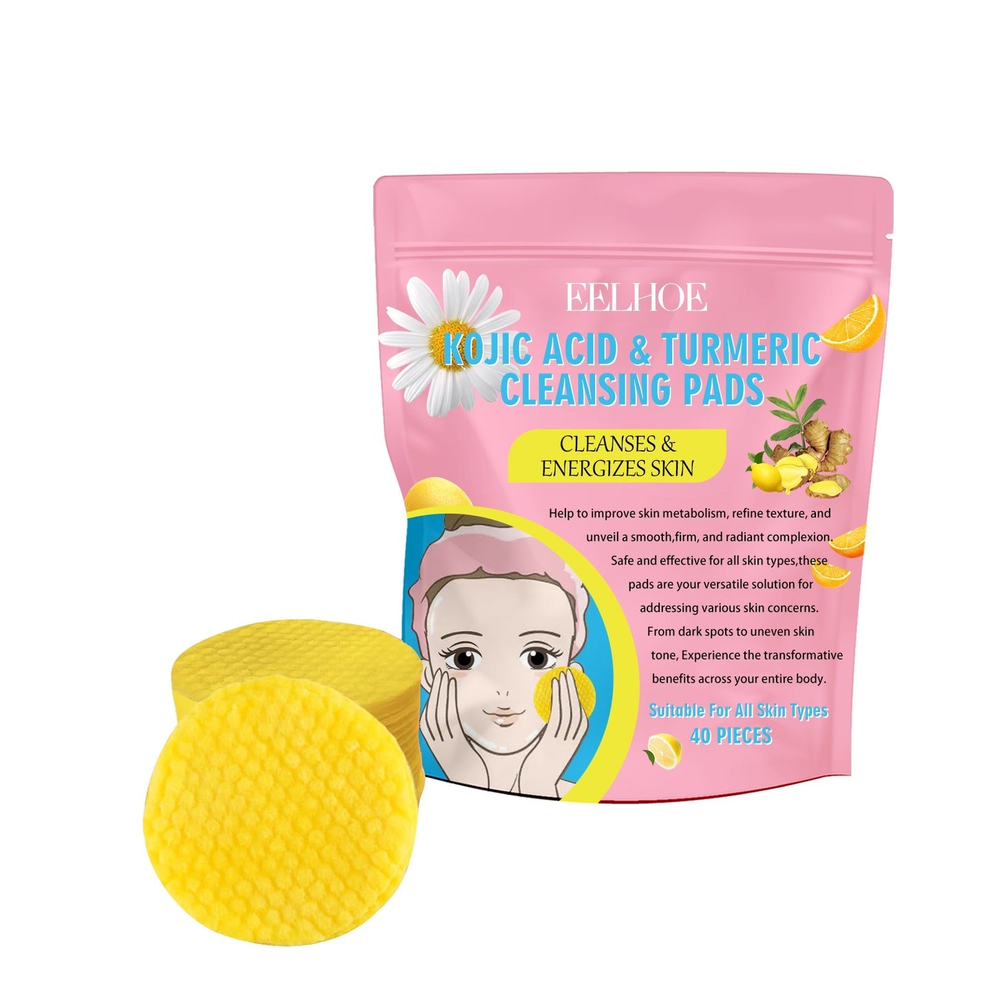 Kojic Acid Turmeric Cleansing Pads – Gentle Brightening Skin Care