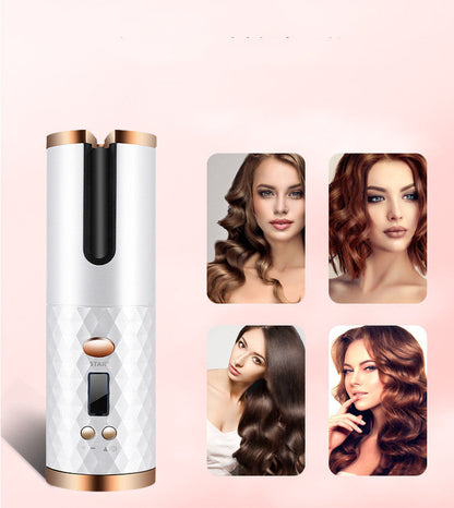 Rechargeable Automatic Hair Curler – Portable Ceramic Curling Iron with LCD Display CJ