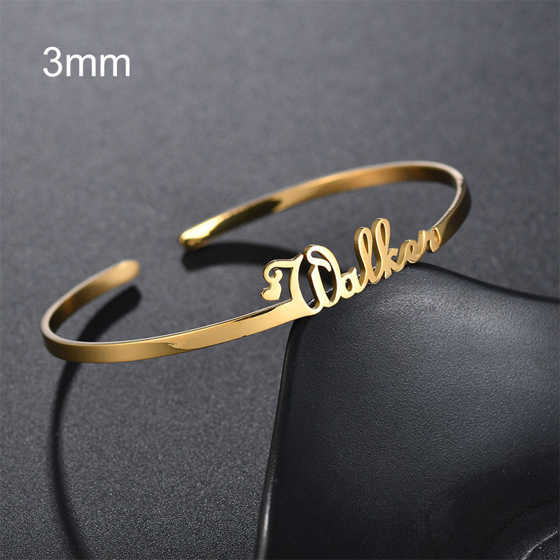 Customized Name Bracelet – Personalized Stainless Steel Bangle Jewelry CJ