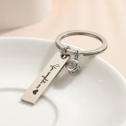 Customizable Color Photo Projection Keychain – Personalized Gift for Couples