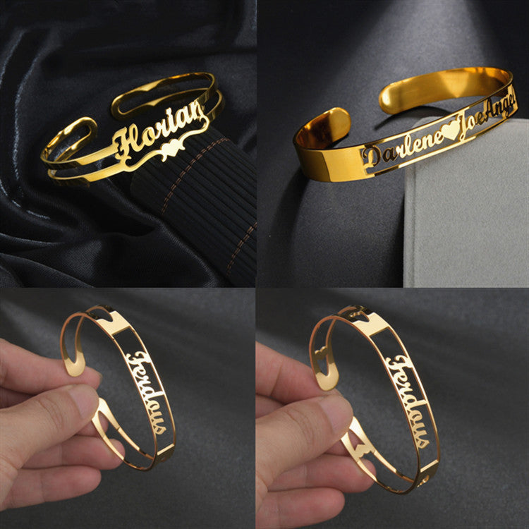 Customized Name Bracelet – Personalized Stainless Steel Bangle Jewelry CJ