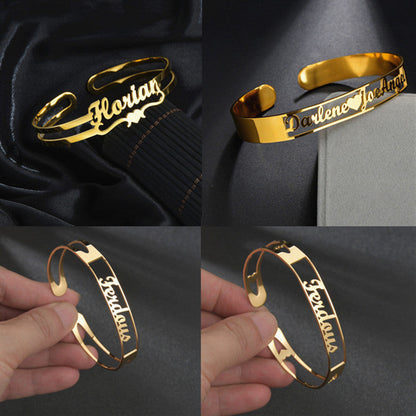Customized Name Bracelet – Personalized Stainless Steel Bangle Jewelry CJ