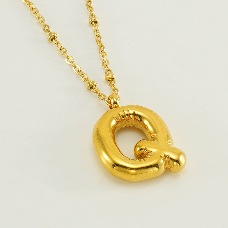 Women’s Fashion Bubble Letter Pendant Necklace – Trendy Alphabet Jewelry Gift CJ