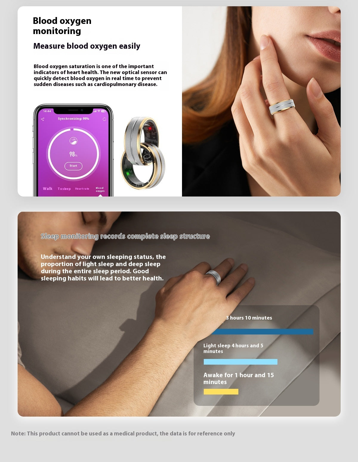 Smart Ring – Heart Rate & Blood Oxygen Monitor, Multi-Sport Modes, IP68 Waterproof for Android & iOS CJ