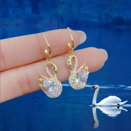 Sweet Rhinestone Swan Earrings – INS Fashion Jewelry for Women CJ