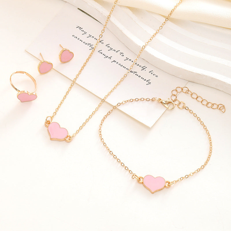 Simple Love Jewelry Set – Heart Necklace & Earrings for Women, Fashion Party Gift CJ