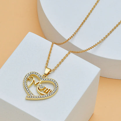 Mother’s Day Heart-Shaped Diamond Letter Necklace – Fine Jewelry for Women CJ