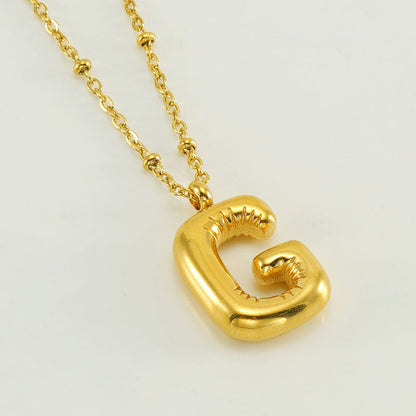 Women’s Fashion Bubble Letter Pendant Necklace – Trendy Alphabet Jewelry Gift CJ