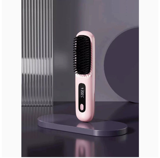 2-in-1 Wireless Hair Straightener & Comb – Fast Heating Portable Hot Brush with USB Charging CJ