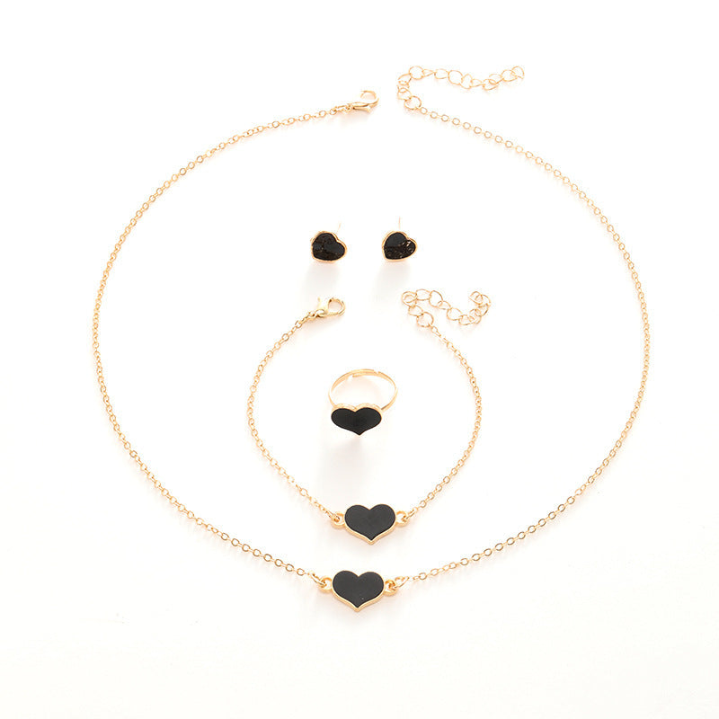 Simple Love Jewelry Set – Heart Necklace & Earrings for Women, Fashion Party Gift CJ