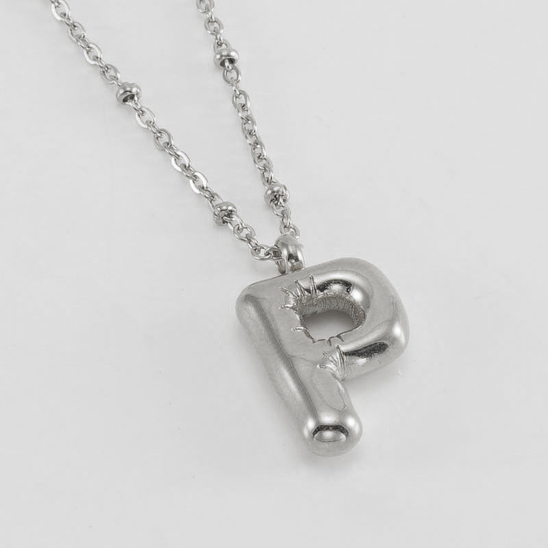 Women’s Fashion Bubble Letter Pendant Necklace – Trendy Alphabet Jewelry Gift CJ