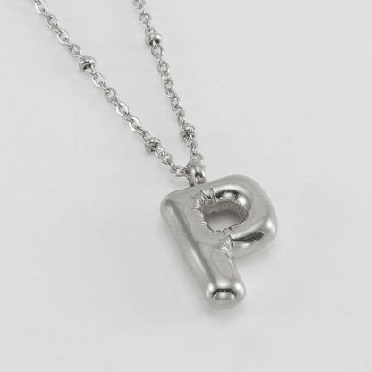 Women’s Fashion Bubble Letter Pendant Necklace – Trendy Alphabet Jewelry Gift CJ