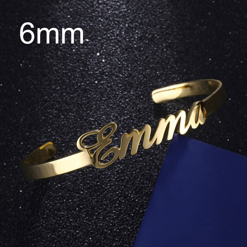 Customized Name Bracelet – Personalized Stainless Steel Bangle Jewelry CJ