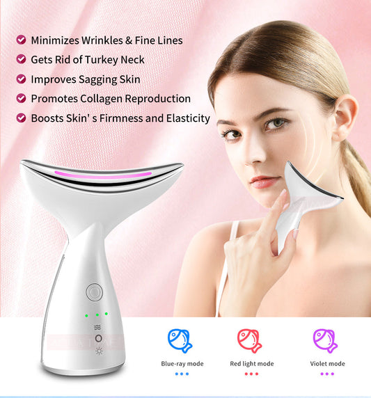 EMS Microcurrent Neck Face Beauty Device With 3 Colors LED Photon Therapy Skin Tighten Reduce Double Chin Face Lifting Devices CJ