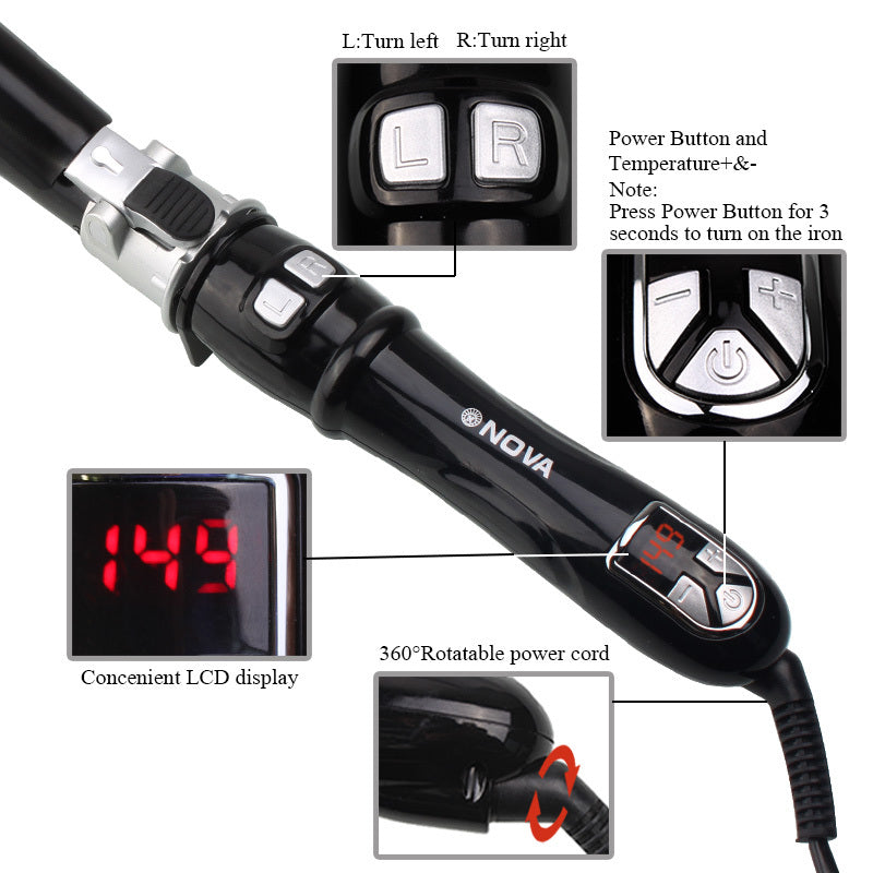 Rotating Automatic Curling Iron – 30s Fast-Heating Hair Waver & Styling Wand