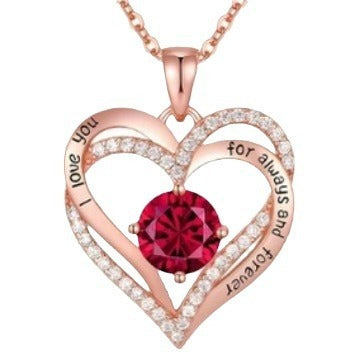 Women’s Red Sapphire Pendant Necklace – Elegant Clavicle Chain Jewelry CJ