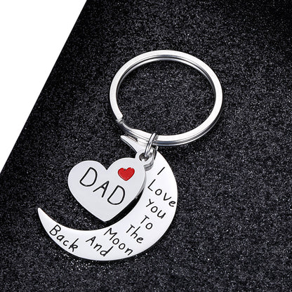 Customizable Stainless Steel Love Moon Keychain – Personalizable Creative Small Gift