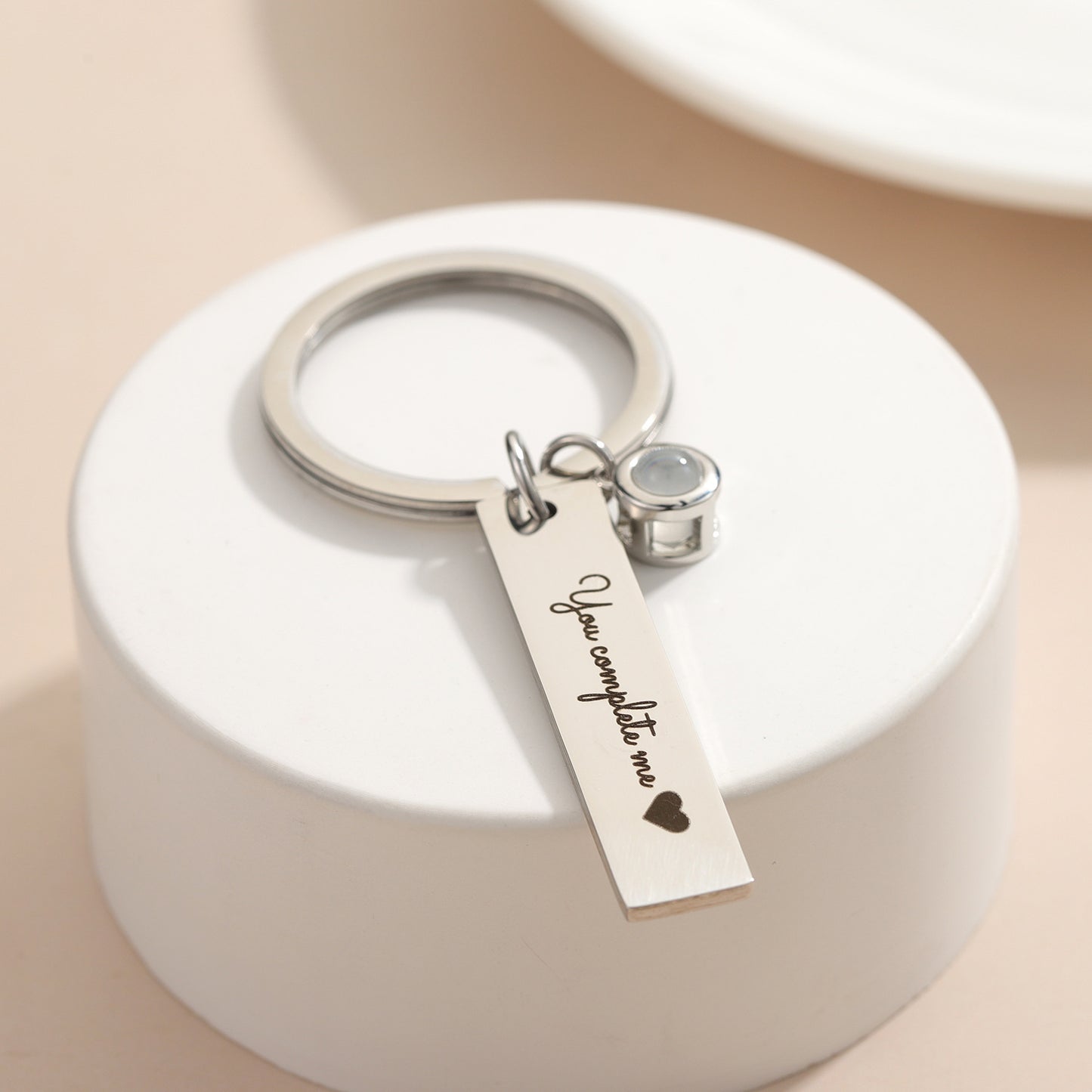 Customizable Color Photo Projection Keychain – Personalized Gift for Couples