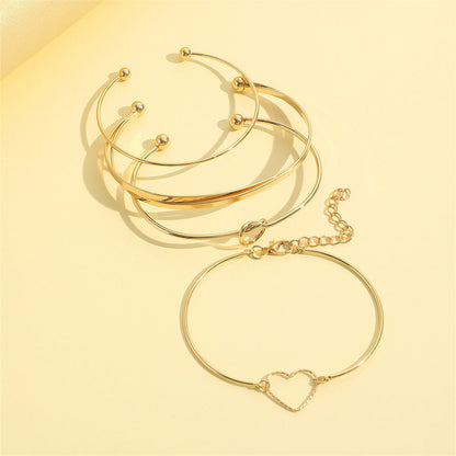Vintage Gold Crystal Heart Letter Love Bangle Bracelet for Women – Multi-layer Geometric Charm Fashion Jewelry Gift CJ