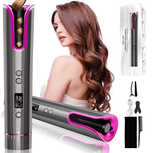 Automatic Wireless Hair Curler – USB Rechargeable Ceramic Curling Iron for Easy T-Waves CJ