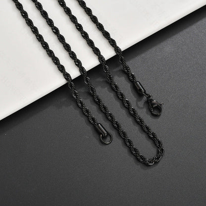 Stainless Steel Hip Hop Twisted Rope Chain Necklace – Vacuum Plated Fashion Jewelry CJ