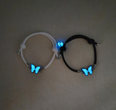 Blue Luminous Butterfly Necklace & Bracelet Set – Glow-in-the-Dark Party Jewelry CJ