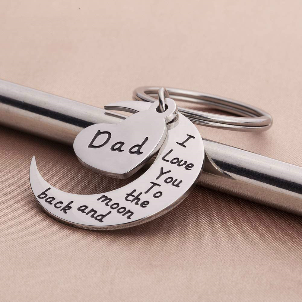 Customizable Stainless Steel Love Moon Keychain – Personalizable Creative Small Gift