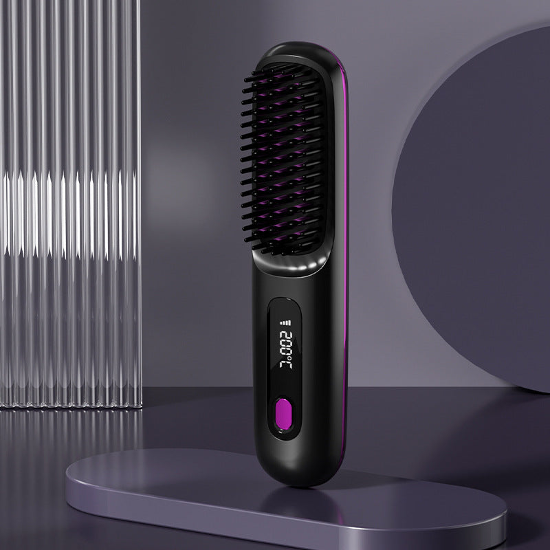 2-in-1 Wireless Hair Straightener & Comb – Fast Heating Portable Hot Brush with USB Charging CJ