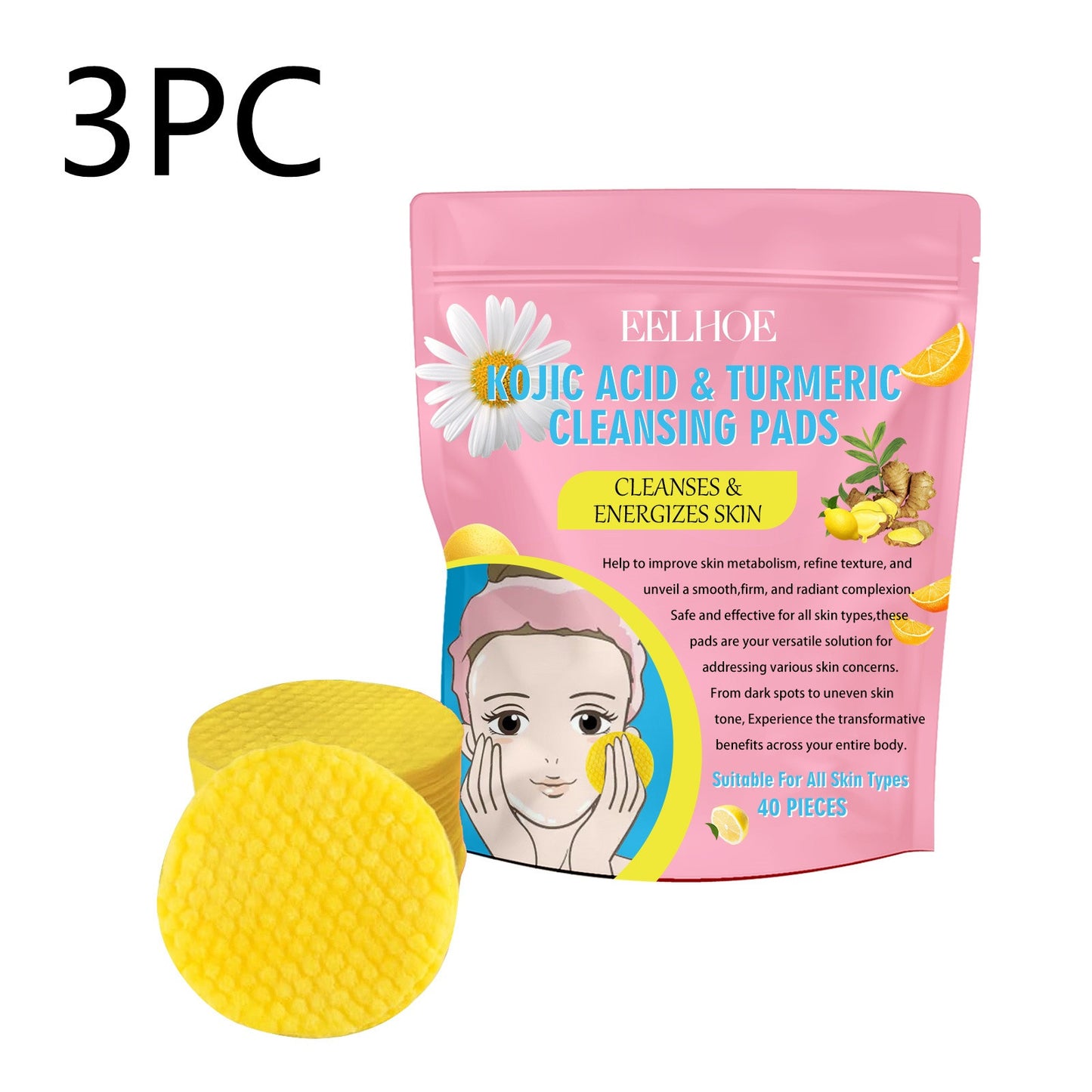 Kojic Acid Turmeric Cleansing Pads – Gentle Brightening Skin Care