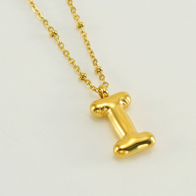 Women’s Fashion Bubble Letter Pendant Necklace – Trendy Alphabet Jewelry Gift CJ