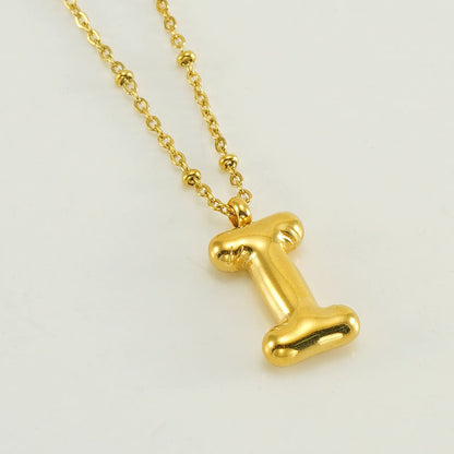 Women’s Fashion Bubble Letter Pendant Necklace – Trendy Alphabet Jewelry Gift CJ