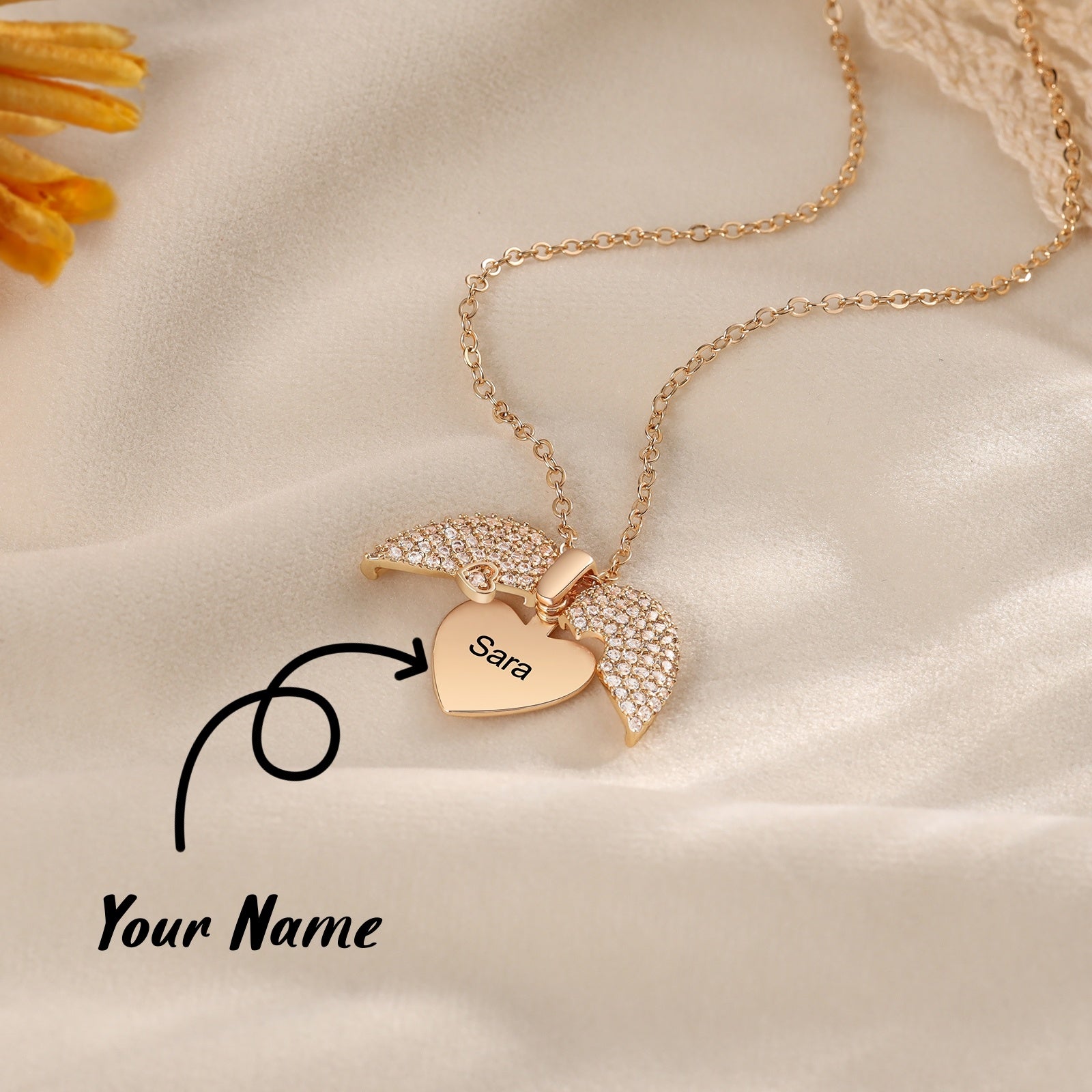 Personalized Name Heart Locket Necklace – Custom Zirconia Pendant Gift for Mom & Grandma CJ
