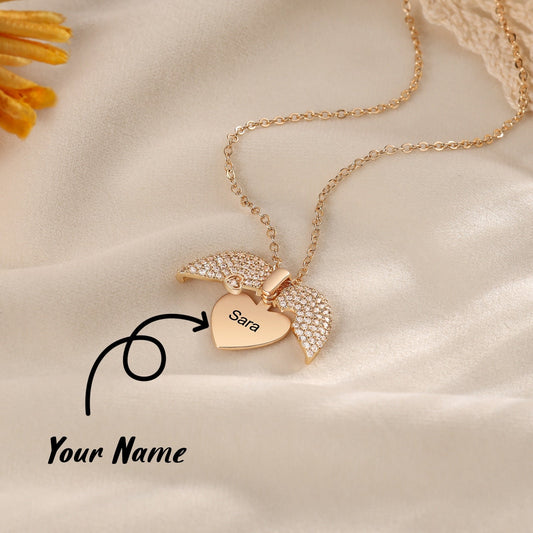Personalized Name Heart Locket Necklace – Custom Zirconia Pendant Gift for Mom & Grandma CJ