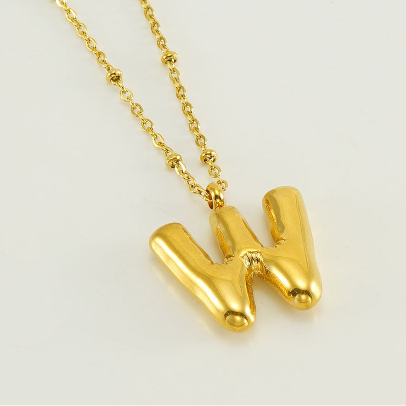 Women’s Fashion Bubble Letter Pendant Necklace – Trendy Alphabet Jewelry Gift CJ