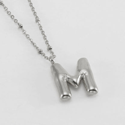 Women’s Fashion Bubble Letter Pendant Necklace – Trendy Alphabet Jewelry Gift CJ
