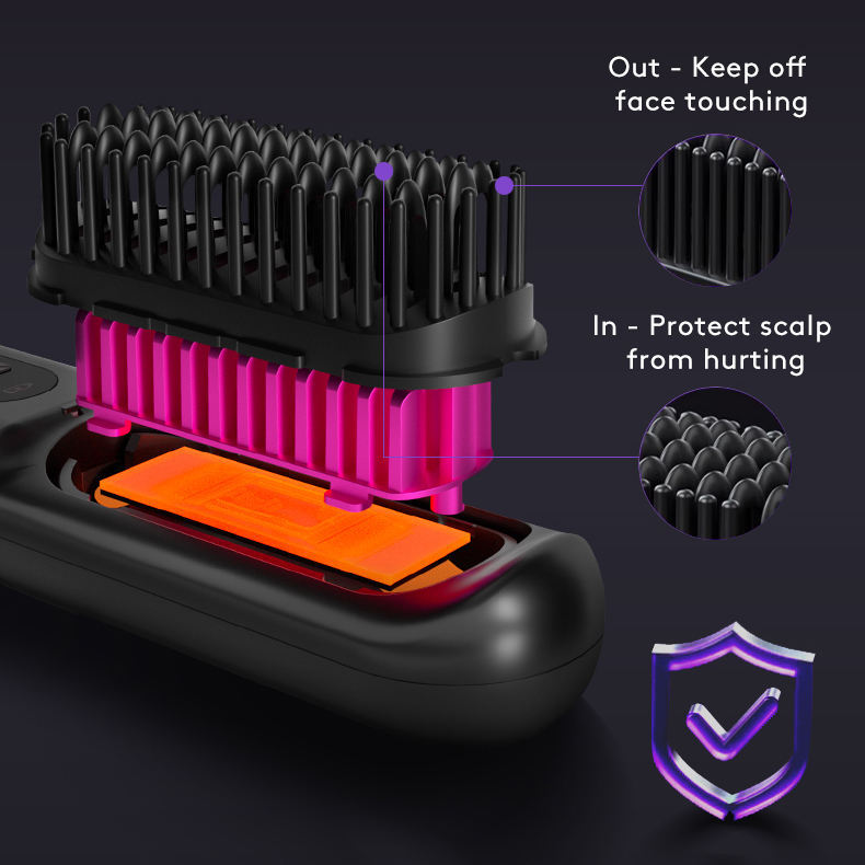 2-in-1 Wireless Hair Straightener & Comb – Fast Heating Portable Hot Brush with USB Charging CJ