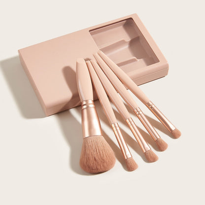 5 PCs Makeup Brushes With Mirror Travel Set CJ