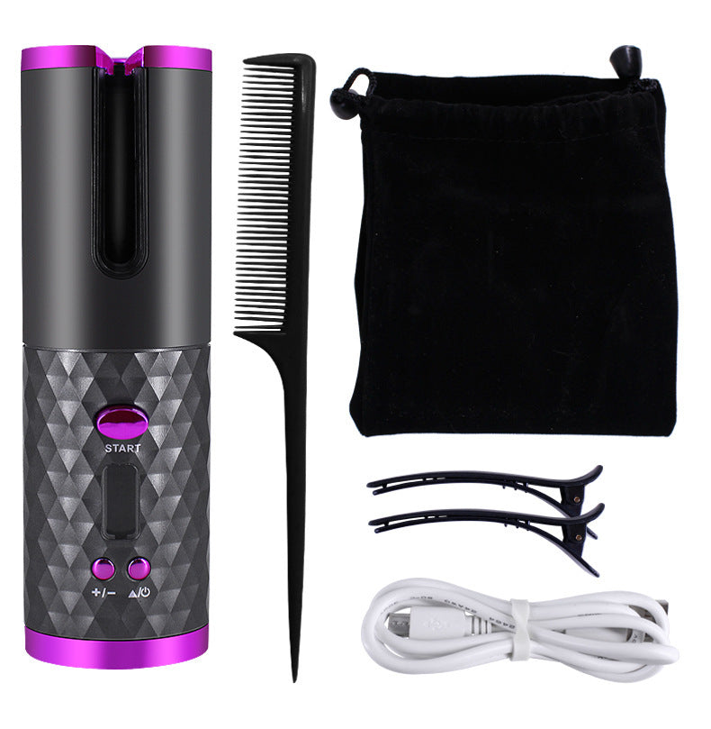 Rechargeable Automatic Hair Curler – Portable Ceramic Curling Iron with LCD Display CJ