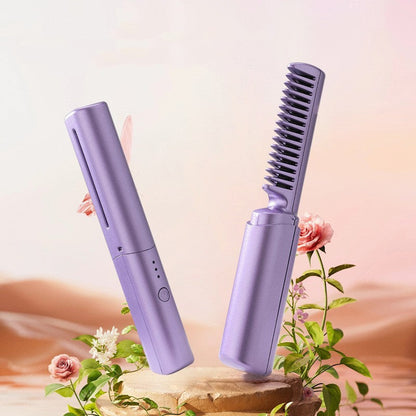 Professional Wireless Hair Straightener & Curler – Fast Heating Negative Ion Styling Brush CJ
