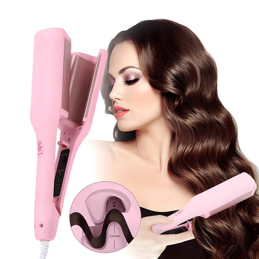 32mm Deep Wave Hair Curling Iron – 4 Temperature Settings, Fast Heating Crimping Styler for All Hair Types