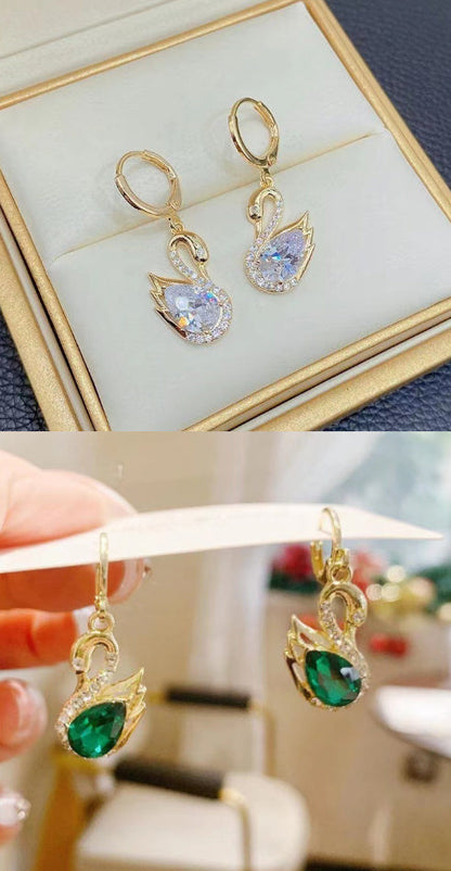 Sweet Rhinestone Swan Earrings – INS Fashion Jewelry for Women CJ