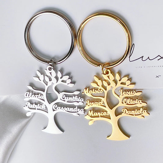 Customizable Tree of Life Name Stainless Steel Keychain – Personalizable Gift