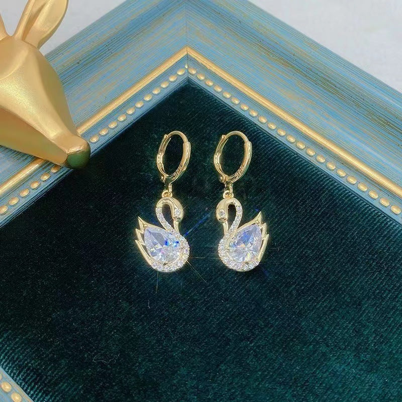Sweet Rhinestone Swan Earrings – INS Fashion Jewelry for Women CJ
